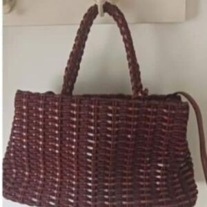 Leather Basket Weave Handbag by Sharif